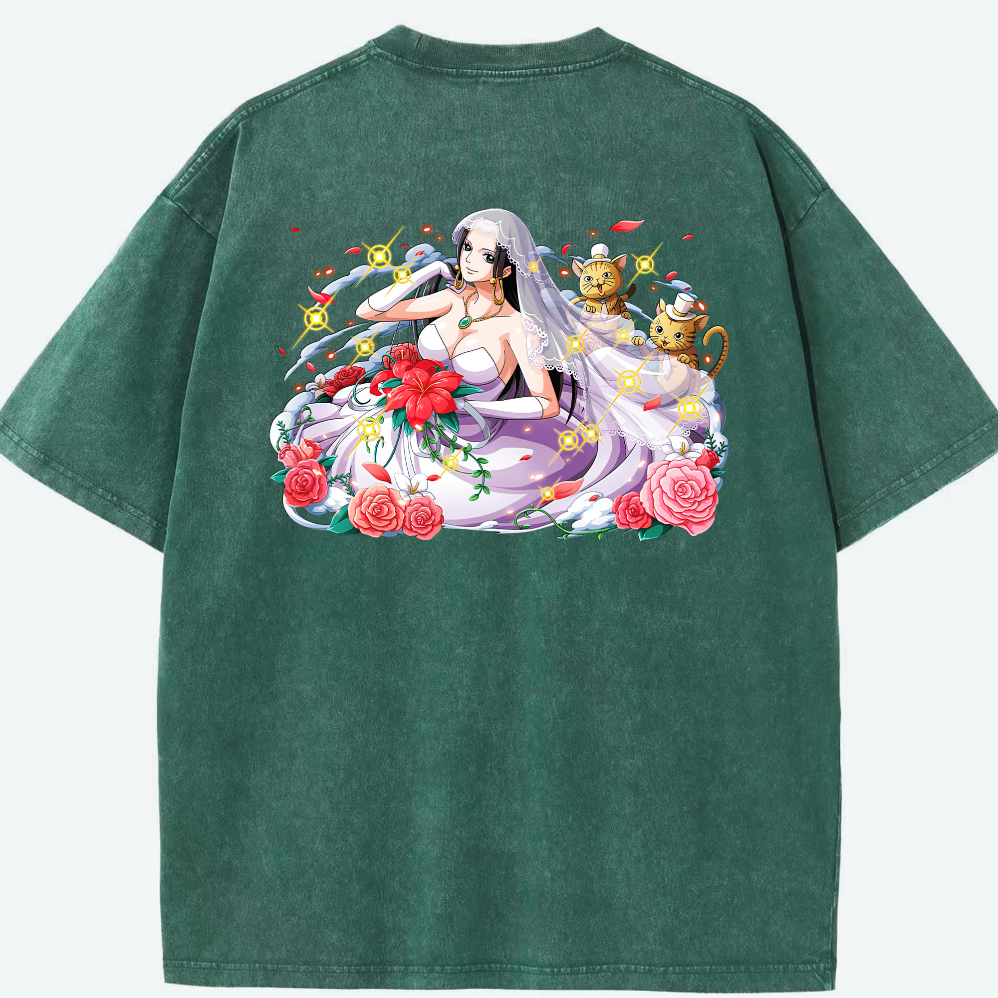 ワンピース ボア・ハンコック ONE PIECE Boa·Hancock 綿100% ヴィンテージ風 半袖Tシャツ（背面プリント）